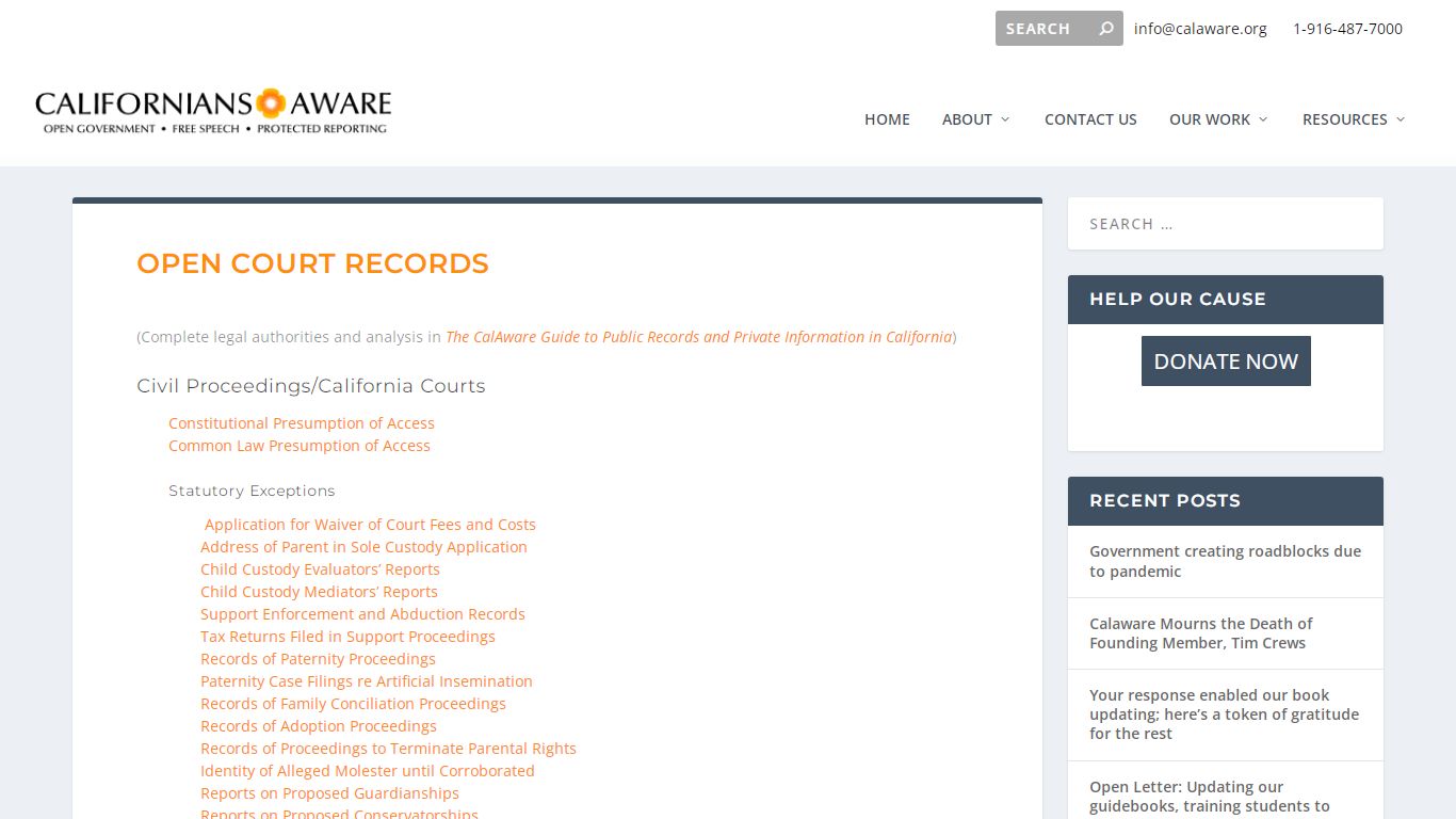 Open Court Records | Californians Aware